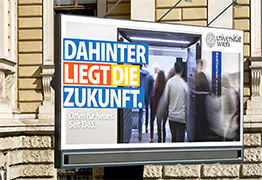 Werbesujet der Universität Wien "Dahinter liegt die Zukunft"